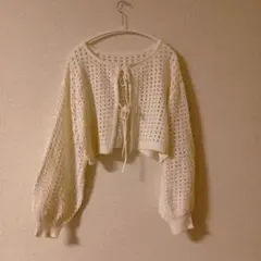 アルシーヴ　ホワイト クロップドカーディガン