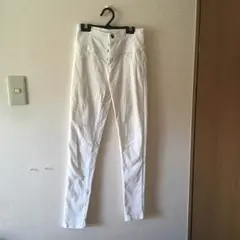 白 ハイウエストスキニー