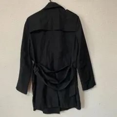 黒 トレンチコート ダブルブレスト