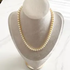 【美品】アコヤ真珠★パールネックレス★シルバー刻印あり★ゴールド