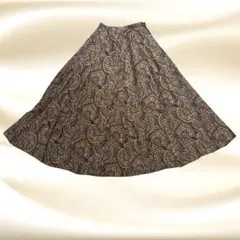 ペイズリー柄 ロングフレアスカート ブラウン 上品 春コーデ 総柄 Aライン