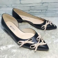 【極美品】✨DIANA ダイアナ 23.5cm パンプス 黒 リボン レザー