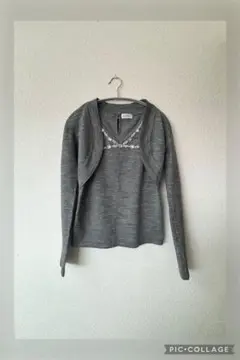 《美品》LODISPOTTO ビジュ付グレー カーディガン(ボレロ)セット