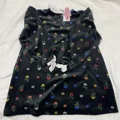 ★新品未使用★120★soft cheese ベロアワンピース 花柄 黒