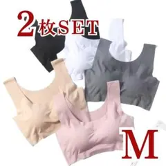 シームレス ノンワイヤー ナイトブラ 育乳 スポブラ リラックス ブラ 2枚