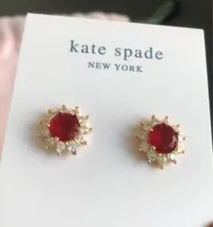 kate spade 赤いクリスタル ピアス