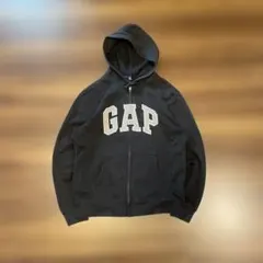 Y2K 00's GAP アーチロゴ　ジップパーカー　ブラック　M 刺繍