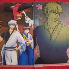 銀魂　万事屋ミニクリアファイル2枚セット『坂田銀時 志村新八 神楽 定春』