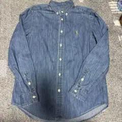 美品 ローレンラルフローレン 23SS デニムシャツ ダンガリー 長袖 S 美品 ラルフローレン デニムシャツ ダンガリー ポニー刺繍 長袖 S M