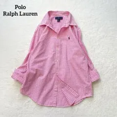 大きいサイズ ラルフローレン ギンガムチェックシャツ ピンクホワイト