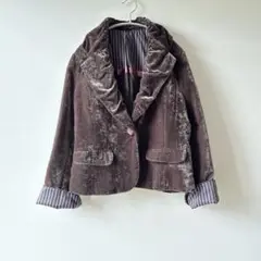 ブラウンベルベットジャケット フリル襟