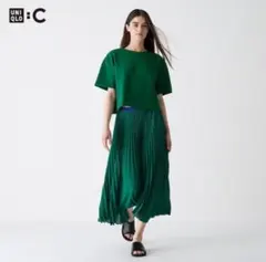 新品未使用タグ付き　ユニクロ:C プリーツスカート グリーン Mサイズ