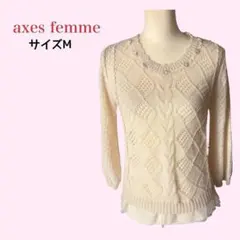 axes femme Coquette レース編みニット ビジュー 花 M