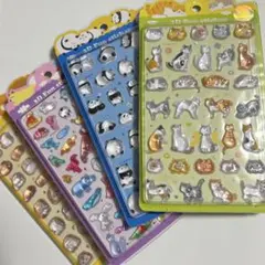 4枚 NEKONI公式 3D立体シール 動物 猫 ぱんだ ハリネズミ まとめ売り