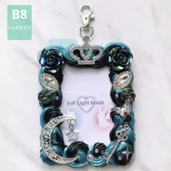 【B8】トレカケース ホイップデコ 硬質ケース 推し活 黒 ターコイズ 月 鍵