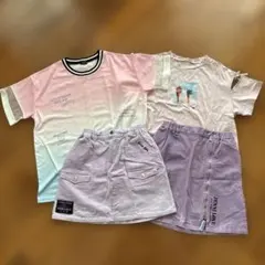 ピンクグラデーションTシャツと薄紫ミニスカートセット　JENNI LOVE