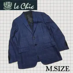 y25【Le Chic】 春秋物テーラードジャケット チェック柄 ブルー Mのサムネイル