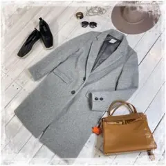 『LOWRYS FARM』レディース　チェスターコート　グレー　ウール混合　M