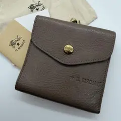 未使用級　現行　イルビゾンテ　折り財布　がま口　レザー　グレージュ　イタリア製