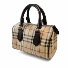 【美品】バーバリー ミニボストンバッグ PVC ノバチェック シャドーホース