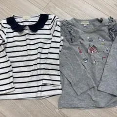 パンパンチュチストライプ襟付きTシャツとグレーTシャツセット