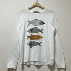 BEAMS T ビームス　ロンT　魚　アート　プリント　長袖 ホワイト　春　夏のサムネイル