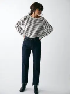 Mila Owen / ミラオーウェン アシンメトリーヘムストレートデニムパンツ