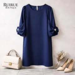 RUIRUE BOUTIQUE ネイビー　新品　ワンピース　M リボン　キラキラ