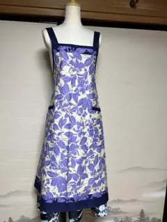 GIVENCHY 日本製綿100%紫色の花柄エプロンのサムネイル