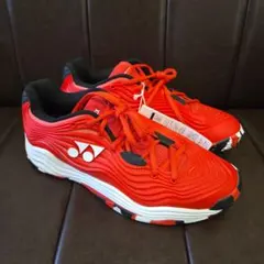 美品】YONEX パワークッションフュージョンレブ3 テニス レッド 26.5