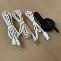 Lightningケーブル3本＋シガーソケット充電器