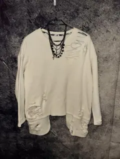 Y2K Black archive punk grunge ダメージ　ロンT