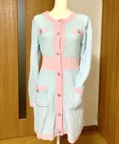 ニット ワンピース カーディガン y2k ギャル ピンク 水色 shein 平成