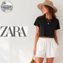 ​【極美品/完売品】ZARA ショート丈Tシャツ クロップド 黒 XL相当 希少