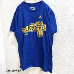 アディダス 半袖Tシャツ プリント M 青 綿 スポーツ