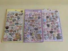 3点　ふわふわドロップシール　 ねこねこふわふわ　イオン限定　あにまる　きゃっと