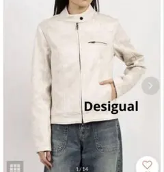 ［Desigual］マオカラーのライダージャケット アイボリー　ホワイト　白