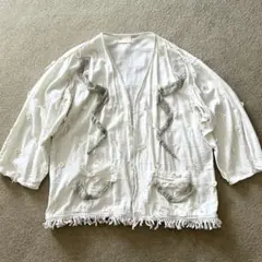 YAK MAGIK 無領夾克 附流蘇 象牙白