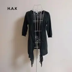 H.A.K　ハク　ボタンレス　レースショールカラー　おしゃれカーディガンのサムネイル