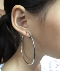 小顔効果も♡サイズバリエーション豊富 フープイヤリング シルバー40mm