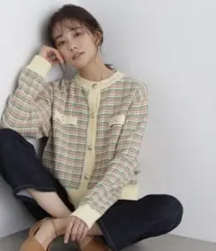 N.Natural Beauty Basicのツイードニットカーディガン