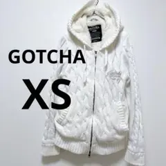 ガッチャ ケーブル編み フリースジャケット アウター もこもこ シンプル 白