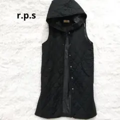 美品★r.p.s ロングベスト　キルティング　フード付き　ブラック　薄手　軽い