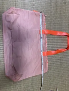 ピンクオレンジトートバッグ 約47cm x 約50cm マチあり