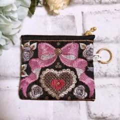 インド刺繍リボン ポーチ マルチポーチ ハンドメイド ミニポーチ
