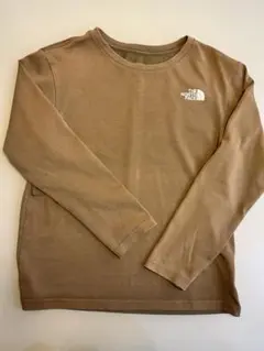 ノースフェイス キッズ ロンT 150 カーキ ロゴプリント 長袖Tシャツす