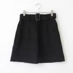 マウジー MOUSSY ベルト付き 台形ミニスカート 黒 ウール混 サイズ1 Ｓ