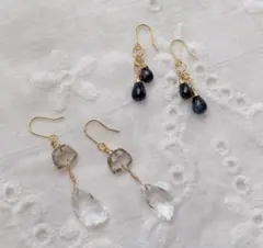 [No.18] クリスタル スモーキークォーツとモスカイヤナイトのピアス