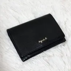 Agnes b アニエスベー　名刺入れ　ブラック　レザーのサムネイル