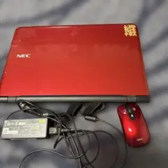 NEC LaVie 赤ノートPC マウス付き